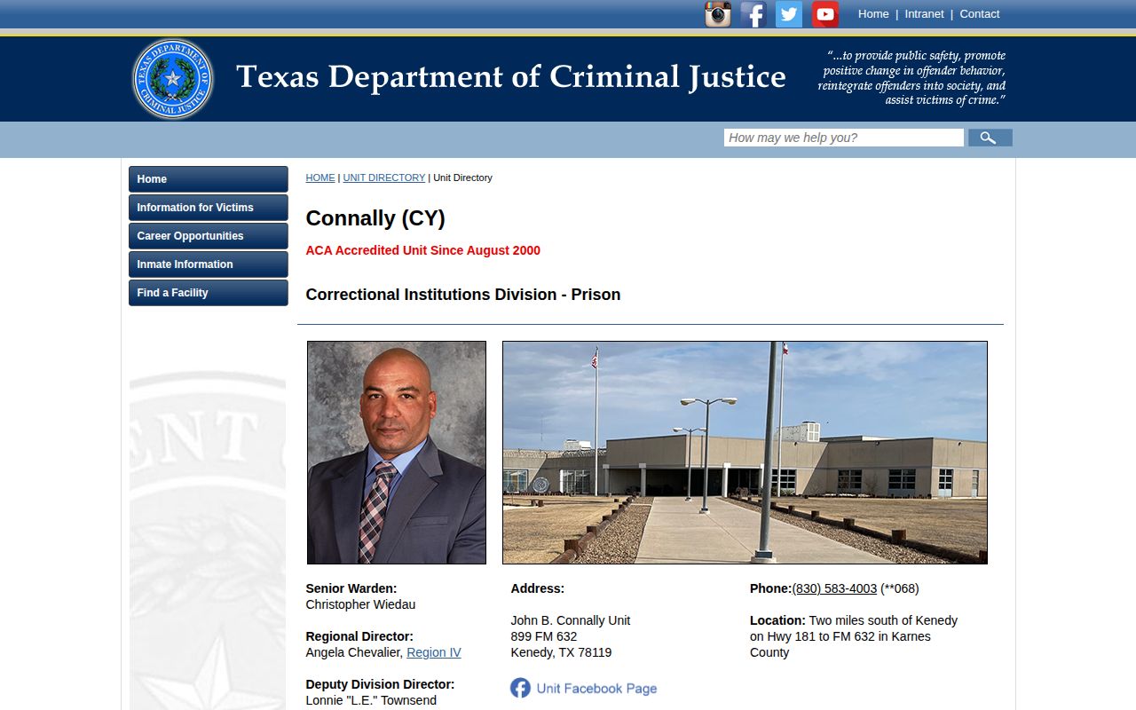 John B. Connally Unit TDCJ release search source